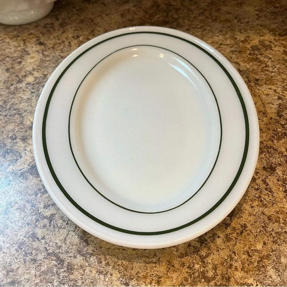 Vintage PYREX Tableware 11.5” Serving Platter Green Ring Pattern